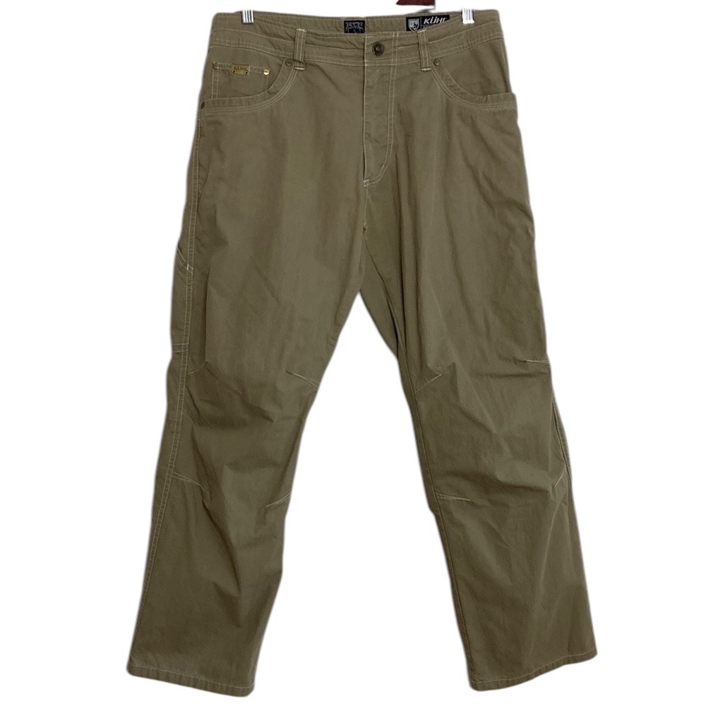 Kuhl Revolvr Pants Mens 35 x 28 Tan Beige Cargo Straight Leg Rugged Workwear